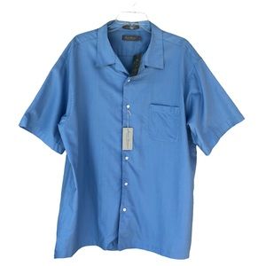 Daniel Cremieux Signature Collection Short Sleve Button up Blue Shirt XL